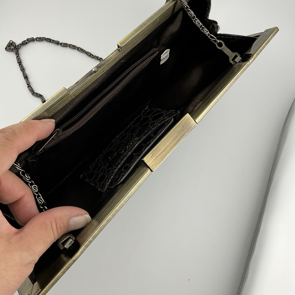 Jessica McClintock Vintage Clutch Patent Leather Crossbody Purse Retro 80s 11 in - Picture 5 of 16